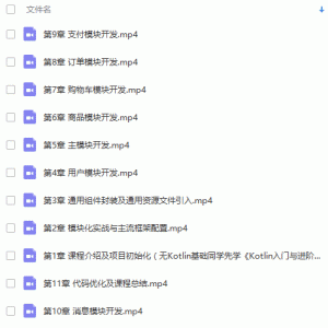 Kotlin打造完整电商APP手把手带你运用模块化+MVP+主流框架/大小：4.5G